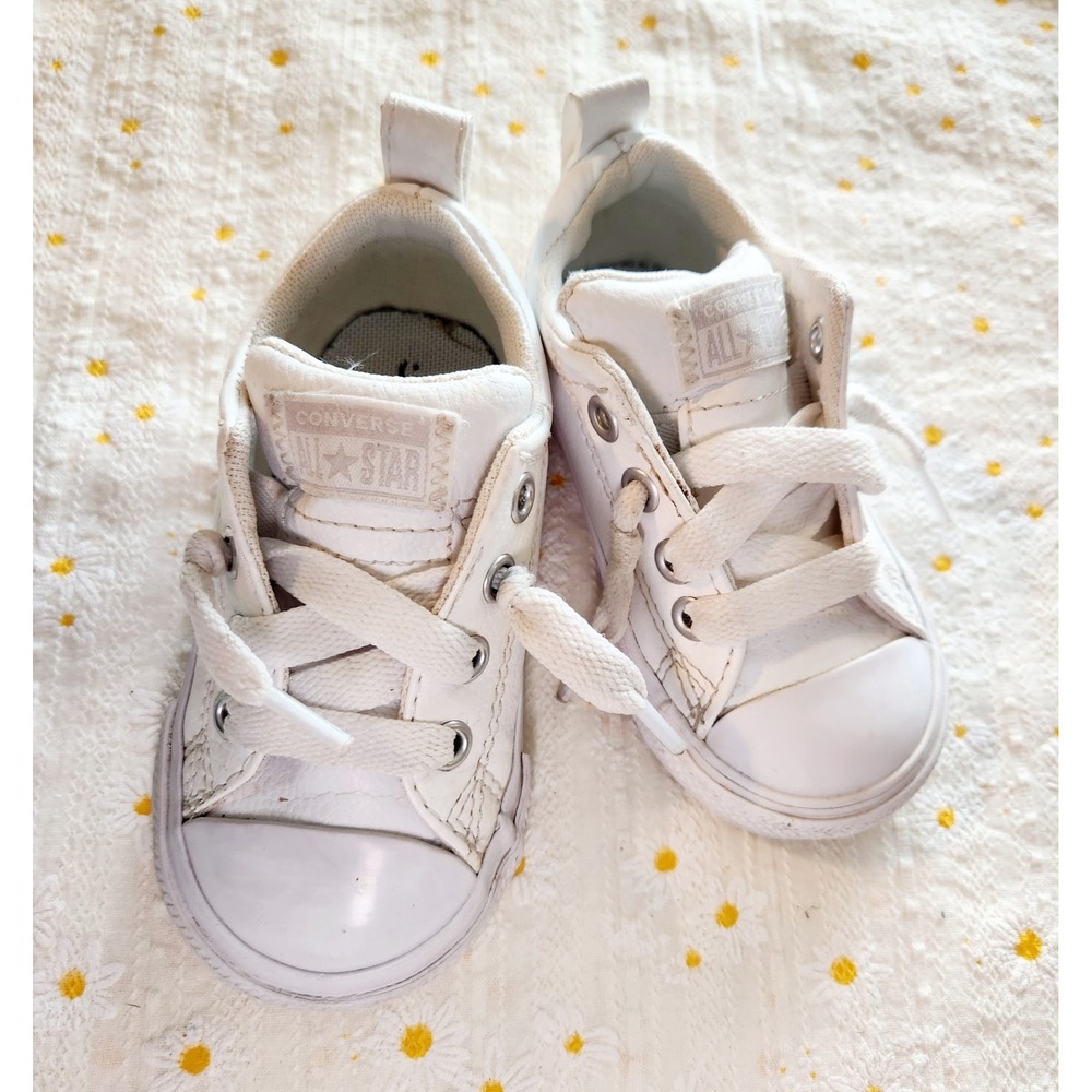 Converse Toddler Chuck Taylor All Star Street White Leather Lace Shoes Toddler 5